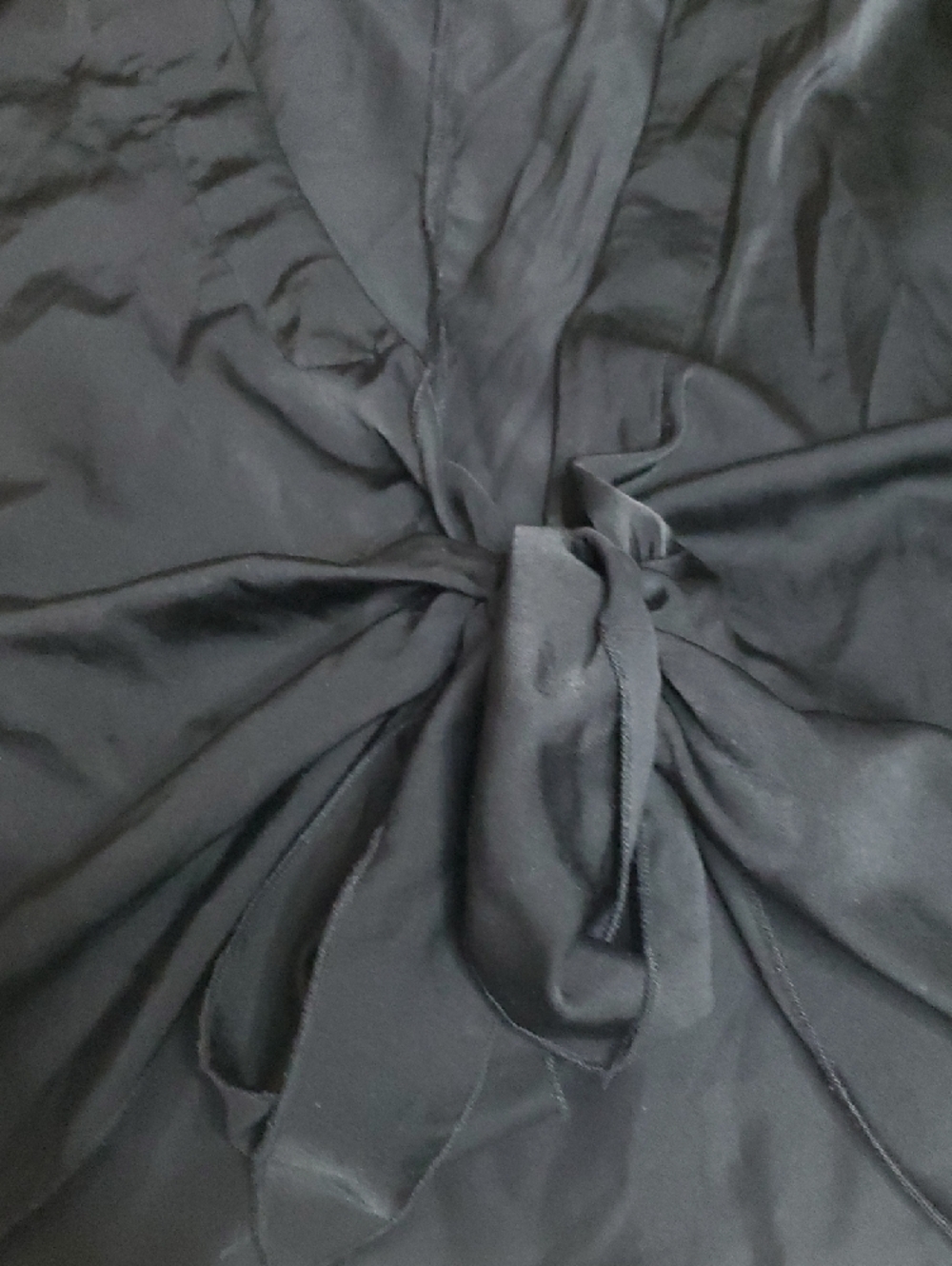 Silk Black Tie-Front Open Cardigan - Picture 7 of 8
